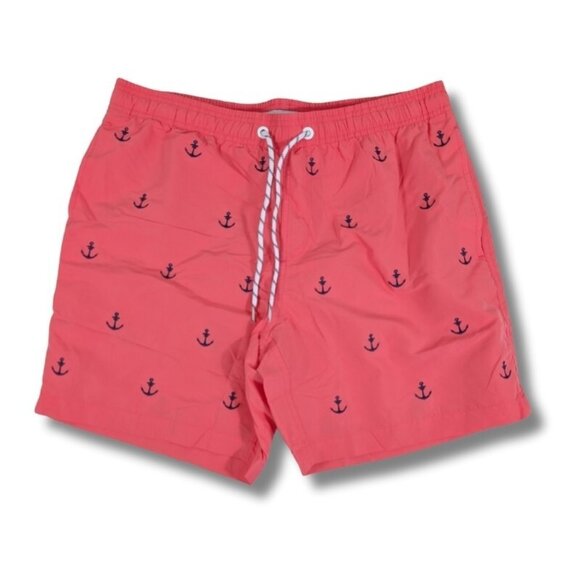 Maamgic Other - Nautical Anchor Print Coral Pink Swim Shorts Trunks – Men’s Size L